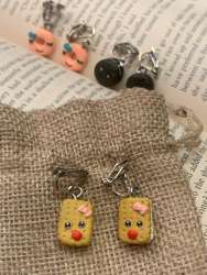 Earrings Oreos, donuts, and cookies, made of original silver 925 (3 sets)