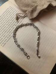 Real, original, 925 silver bracelet with stamped famous genuine agate stone bead
