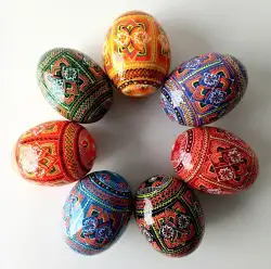Sham El Nessim hand-painted Easter eggs 7 pieces handmade, painted on wood