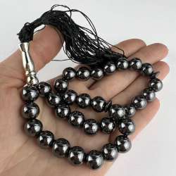 New Misbaha Round Islamic Worry Prayer 33 Beads Natural Hematite Stone