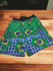 Swimming shorts with a Brazilian flag design