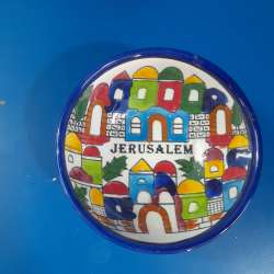 Armenian Ceramic Decorative Bowl Buildings Jerusalem Colourful Design holy land