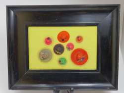 Antique black painted frame with mini hat collection handmade