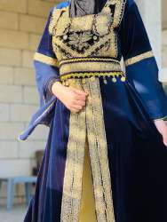 Embroidery Traditional Palestinian Black and Gold Vintage Dress Handmade Thoub