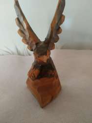vintage antique Hand-carved wooden eagle bird statue made in the holy country of