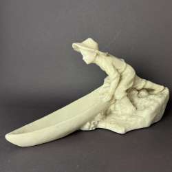 1950 Vintage USSR Figure Statue Boy with Boat Fisherman Tom Sawyer Plastic 11.8