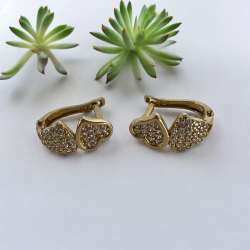 New Model & Beatiful Design Women's Heart Earring Yellow Gold 14k Crystal Stone