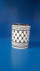 A new, original, handmade Palestinian keffiyeh colored cup