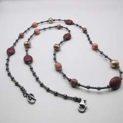 Vintage Women's Fine Chain Jewelry 925 Sterling Silver Pearl Rhodolite   40,40g