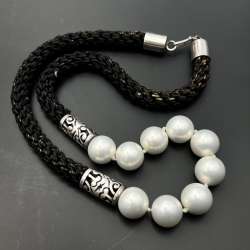 Massive Vintage Women's Jewelry Necklace Lace Sterling Silver 925 Pearls Marked