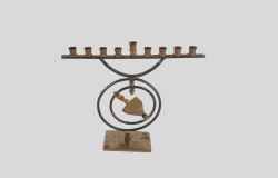 Vintage Menorah Jewish Metal Candle Holder Hanukkah Israel Holiday Collectibles