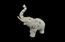 Vintage Elephant Figurine White Porcelain Handmade Carved Animal Decor China Art