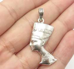 800 Silver Vintage Egyptian Queen Nefertiti Pharaoh Pendant Ancient Egyptian 1