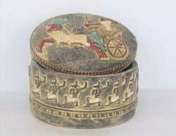 RARE ANCIENT EGYPTIAN Anubis and Ramses II Hunting Jewelary Box Old Pharoh