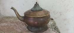vintage antique jug brass old hand made color yellow used art decor Israel made