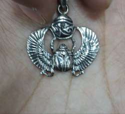 Scarab Pendant 925 Sterling Silver Eye Of Horus God of Egypt Winged Scarab Egypt
