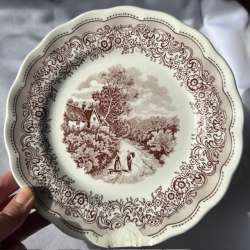 Vintage N.F Swiss Landscape plate made in Italy 382 brown printing