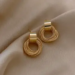 Multi color gold metal stud earrings for women korean fashion wedding party