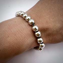 Fine Vintage Sterling Silver 925 Balls Beads Women's Jewelry Bracelet 13.5 gr