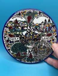 Ceramic Wall Hanging Holy Land Plate Bethlehem, Nazareth, Jerusalem
