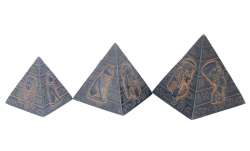 3 PHARAONIC ANCIENT EGYPTIAN ANTIQUE PYRAMIDS Bastet, Tut, Cleopatra, Nefertiti