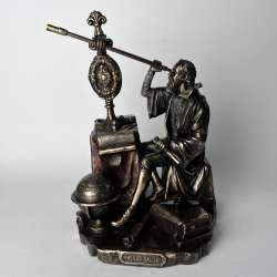 GALILEO Statue Figure Polystone Bronze Home Decor Made in Italy 8.2