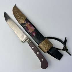 Unusual Vintage Traditional Uzbek Pchak Knife Souvenir Handmade Leather Case