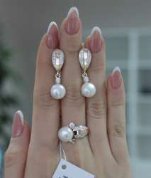 gorgeous set SIZE 17 RING AND EARRING 925 SILVER WOMEN FASHION JEWELRY