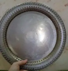 Vintage Italy Tray Silver Plated Serving Platter Footed Round LEONARD Ornate Old