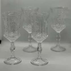Vintage Set of Four Crystal white Goblet Water glasses
