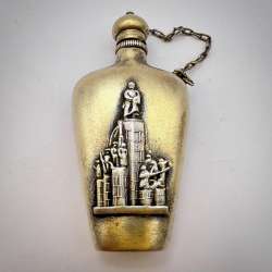 1956 Vintage Gilt Sterling Silver 875 Bottle Flask Flacon Perfume Oil Marked