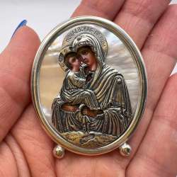 Vintage Ukraine Souvenir Icon Christian Silver 925 Mothers Of God Desk 36.20gr