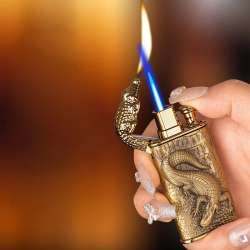 Unusual Metal Crocodile Double Fire Lighters Windproof Gas Lighters Open  Flame