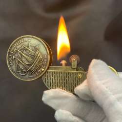 New Retro Coin Keychain Gasoline Kerosene Lighter Collection Smoking Igniter Fun