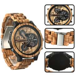 Large Dial Wooden Wrist Watches Mens Watch montre en bois Fashion Business Wood