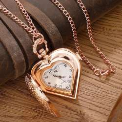 Women's Antique Pocket Watch Necklace Pendant Quartz Clock