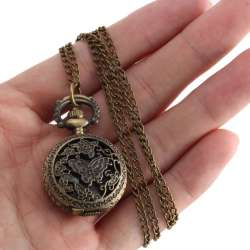 Vintage Bronze Pocket Watch - Hollow Butterfly Tree Design, Quartz Movement