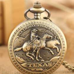 Vintage Bronze Texas Quartz Pocket Watch - Timeless Gift for Men and Women