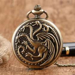 Three-Headed Dragon Quartz Pocket Watch - Vintage Bronze Fire Monster Necklace