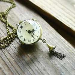 Vintage Alloy Fisheye Glass Ball Pocket Watch Necklace - Unique Birthday Gift