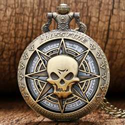 Retro Ghost Head Skeleton Men's Pocket Watch - Timeless Vintage Quartz Timepiece