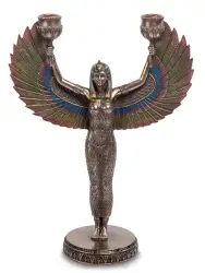 Isis Goddess of Motherhood Candle Holder Candlestick Polystone Bronze Decor Gift
