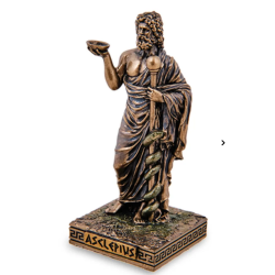 ASCLEPIO God of Medicine Healing Statue Figure Polystone Bronze Decor Gift 3.3