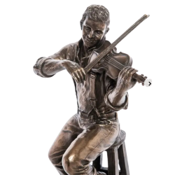 Violinist Statue Figure Polystone Bronze Home Decor Gift Made in Italy 9.4