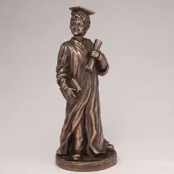 Student Pupil Statue Figure Polystone Bronze Home Decor Gift from Italy 9 in
