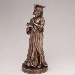 Student Pupil Statue Figure Polystone Bronze Home Decor Gift from Italy 8.6in