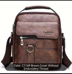 Men PU Leather Crossbody Messenger Bag Shoulder Handbag Travel Work Business Bag