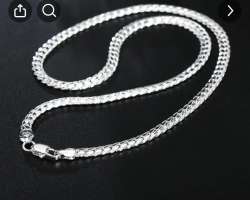 Real Sterling Silver Figaro Link Design chain 20 Inches Neck chain Men's