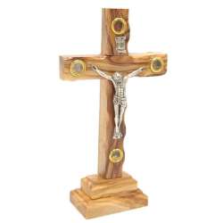 6 Inch Catholic Olive Wood Stand Crucifix Cross Holy Land From Jerusalem Blessed