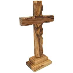 Olive Wood Cross Jerusalem Handmade Stand Crucifix Holy Land Gift Bethlehem Pray